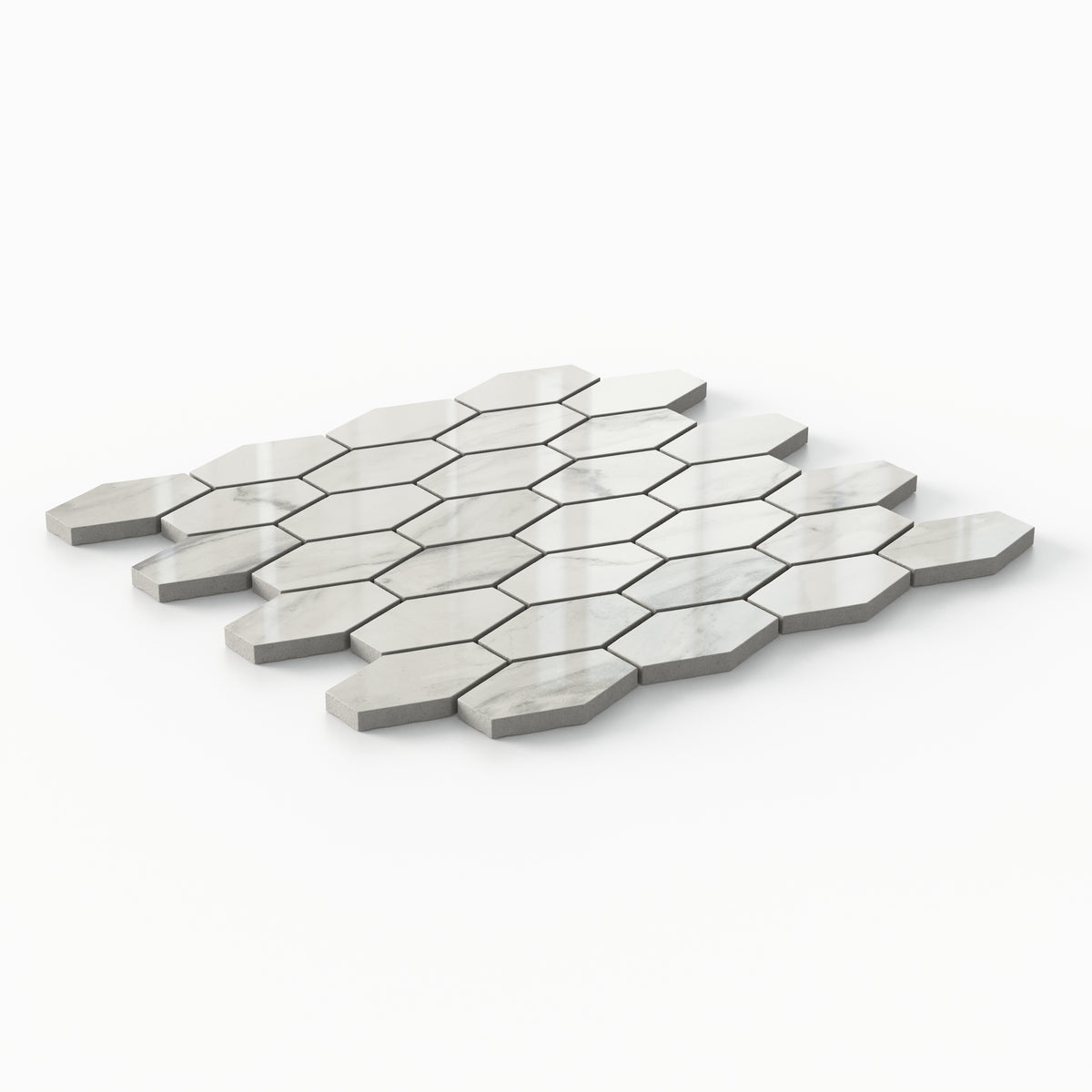 Chantel 12 x 11 Polished Porcelain Hexagon Mosaic Tile in Apuano