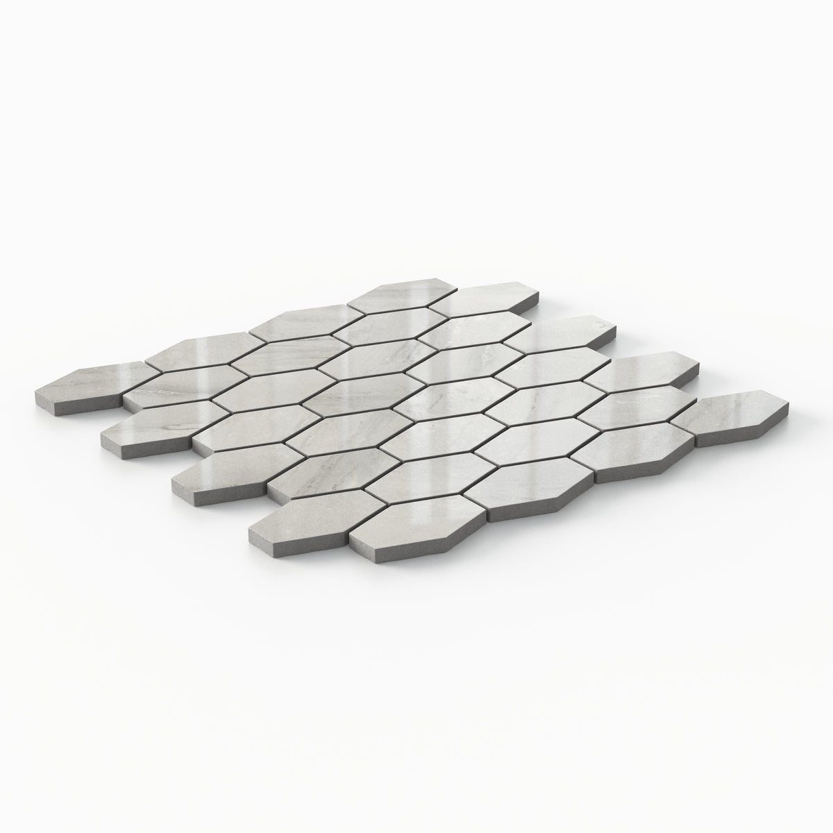 Chantel 12 x 11 Polished Porcelain Hexagon Mosaic Tile in Alaska Grey