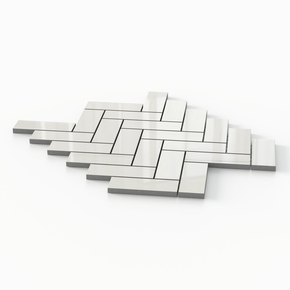 Chantel 12 x 15 Polished Porcelain Herringbone Mosaic Tile in Dolomite