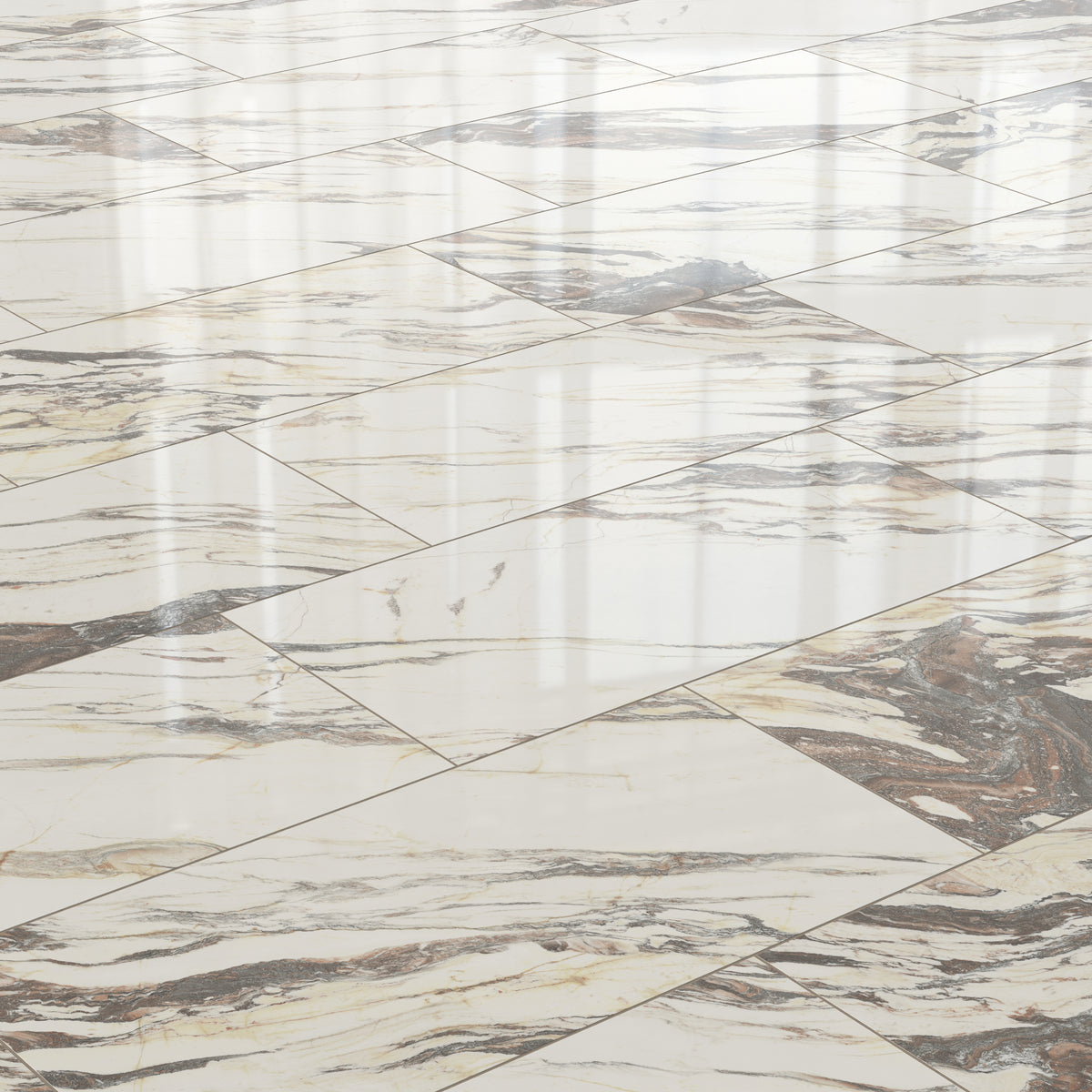 Aniston 24 x 48 Polished Porcelain Tile in Calacatta Viola