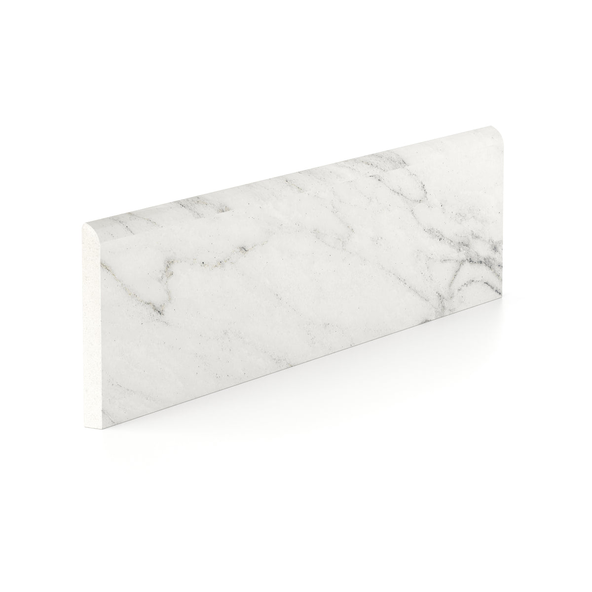 Aniston 3 x 12 Polished Porcelain Bullnose Tile in Calacatta Quartzite