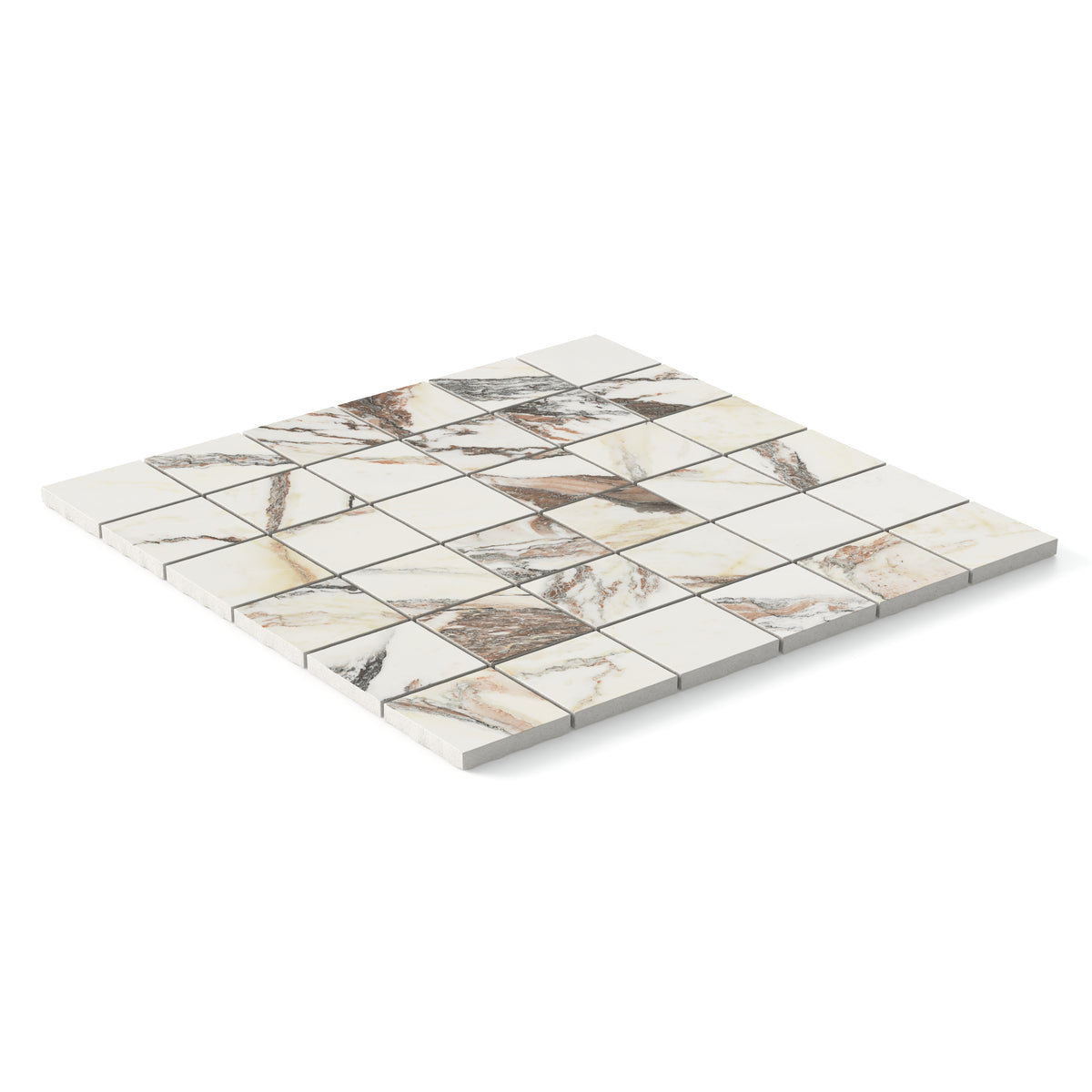 Aniston 2 x 2 Matte Porcelain Mosaic Tile in Calacatta Viola