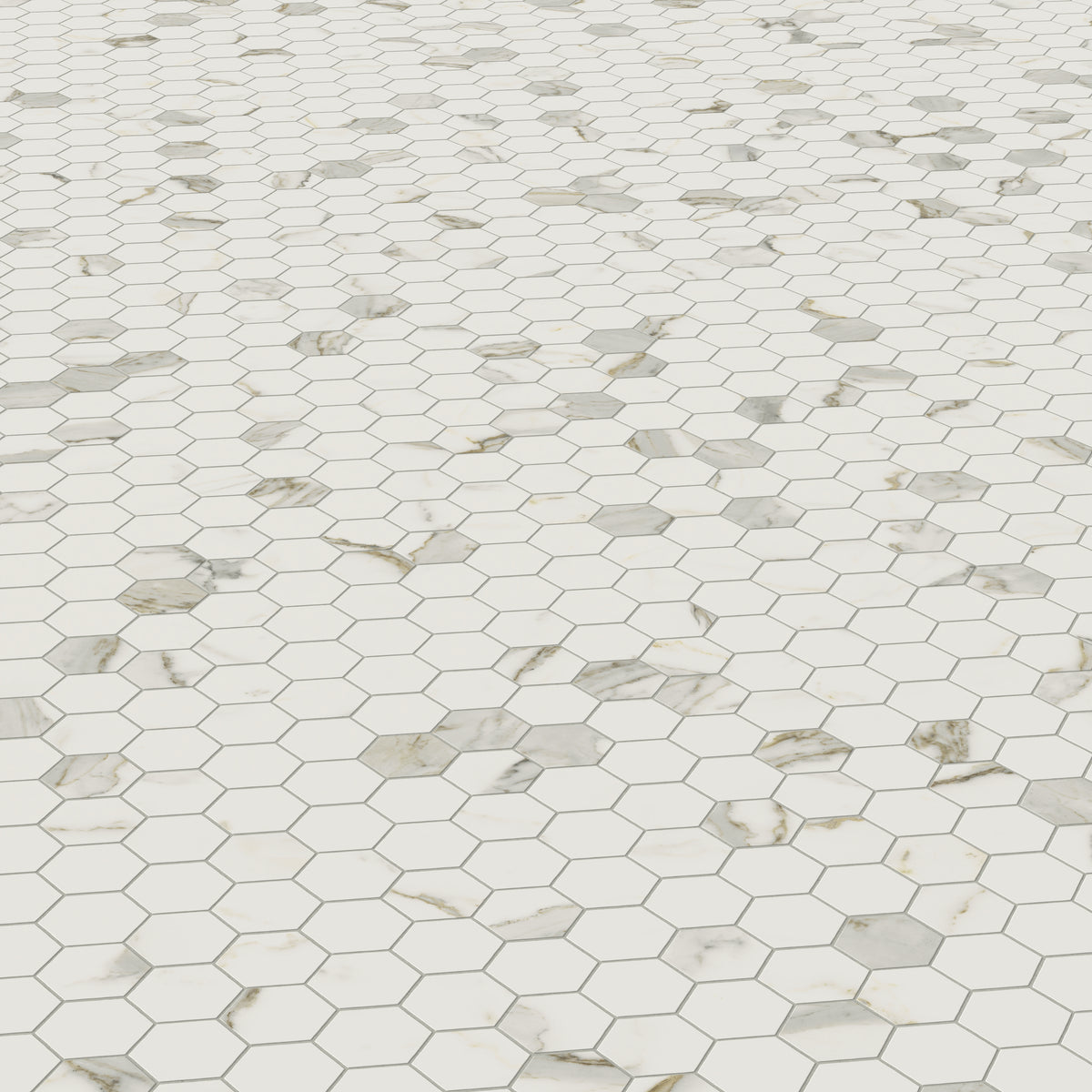 Aniston 2 x 2 Matte Porcelain Hexagon Mosaic Tile in Calacatta Top
