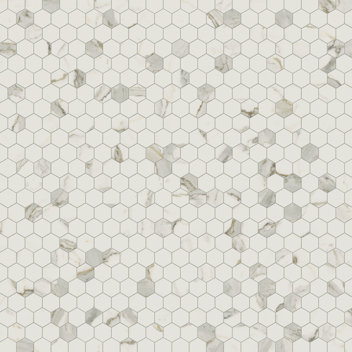 Aniston 2 x 2 Matte Porcelain Hexagon Mosaic Tile in Calacatta Top
