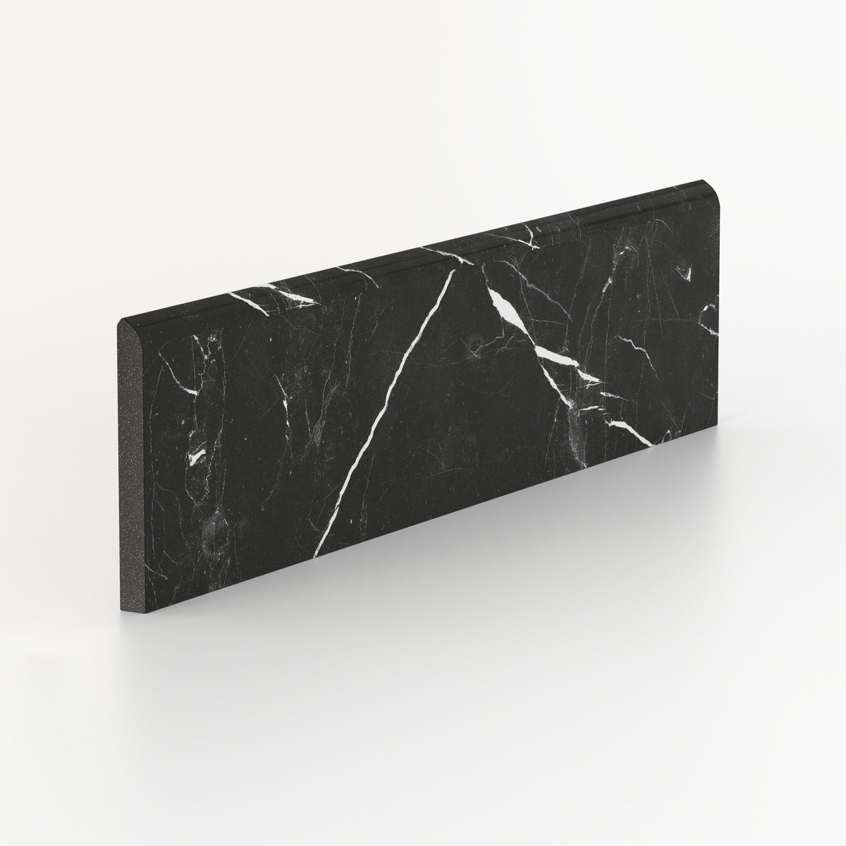 Leona 3 x 12 Polished Porcelain Bullnose Tile in Nero Marquina