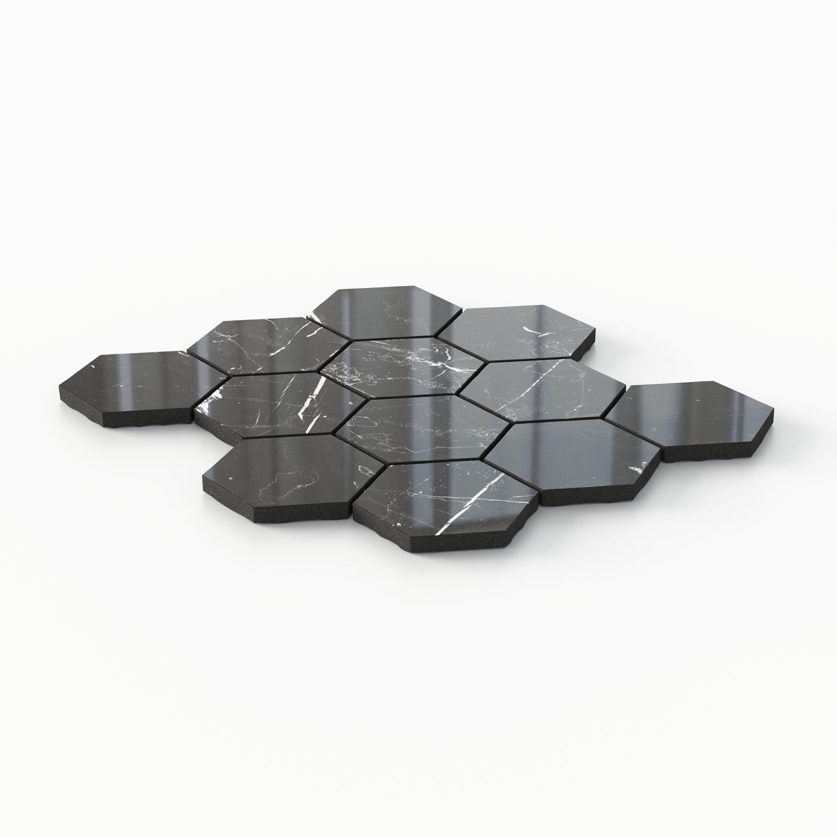 Leona 3 x 3 Polished Porcelain Hexagon Mosaic Tile in Nero Marquina