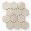 Leona Marfil 3x3 hexagon mosaic tile in a polished finish, showcasing soft beige tones with subtle texture and veining for timeless elegance.