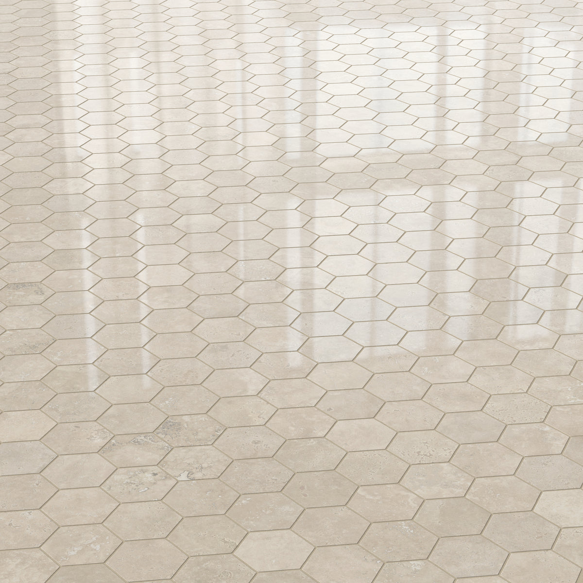 Leona 3 x 3 Polished Porcelain Hexagon Mosaic Tile in Marfil
