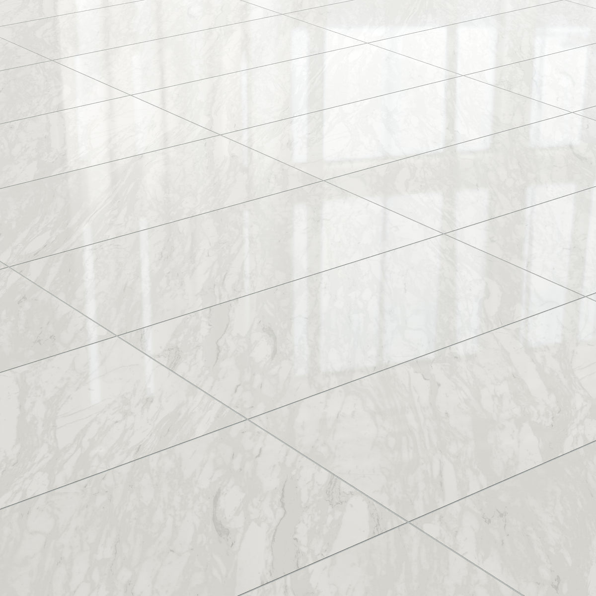 Blair 24 x 48 Polished Porcelain Tile in Volakas White