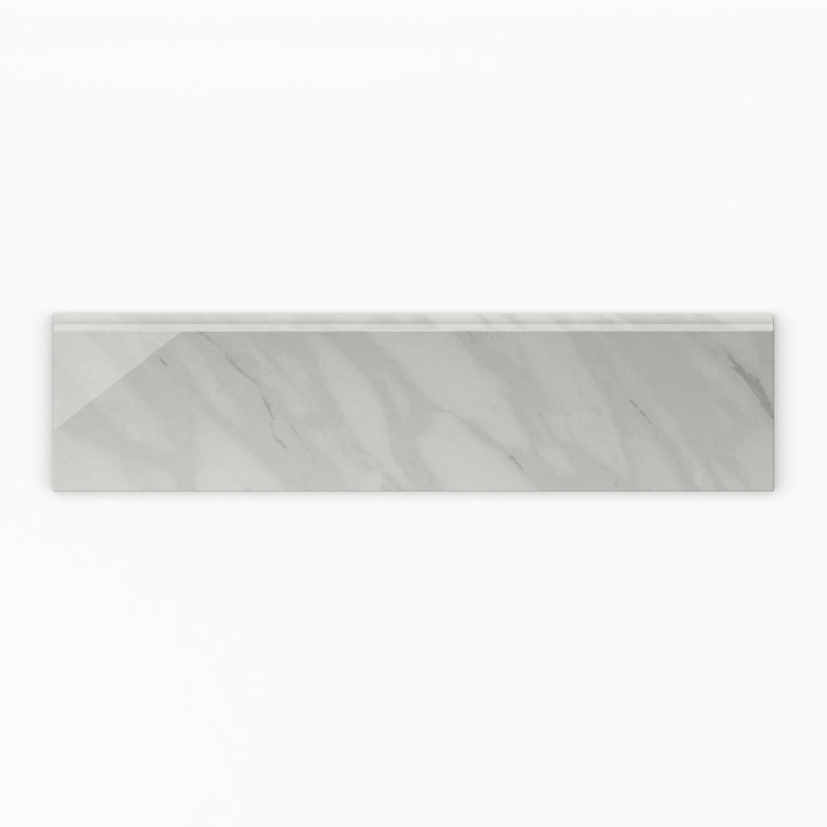 Blair 3 x 12 Polished Porcelain Bullnose Tile in Volakas White