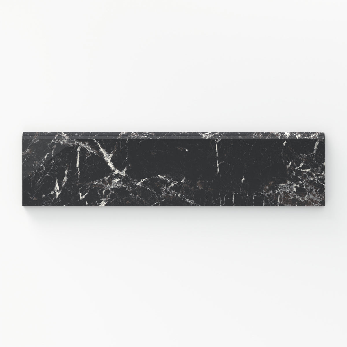 Blair 3 x 12 Polished Porcelain Bullnose Tile in Marmo Black