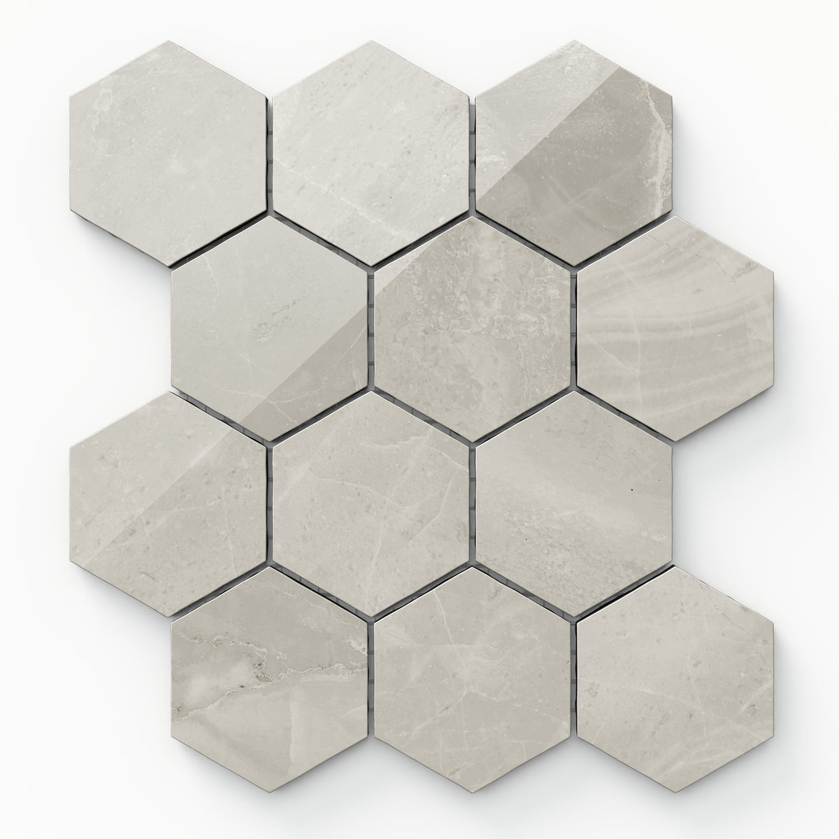 Blair 3 x 3 Polished Porcelain Hexagon Mosaic Tile in Oniciata Beige