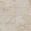 Astrid 12x24 matte porcelain tile in Sand, featuring warm beige tones with intricate golden veining for a luxurious marble-like finish.