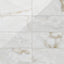 Astrid 12x24 polished porcelain tile in Pearl, showcasing a glossy surface with elegant veining and a natural marble-like design.
