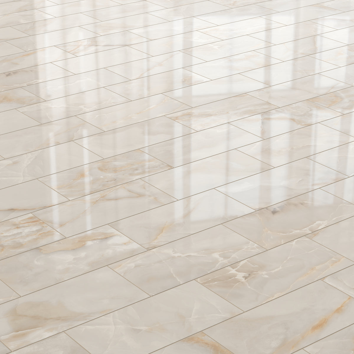 Astrid 12 x 24 Polished Porcelain Tile in Beige