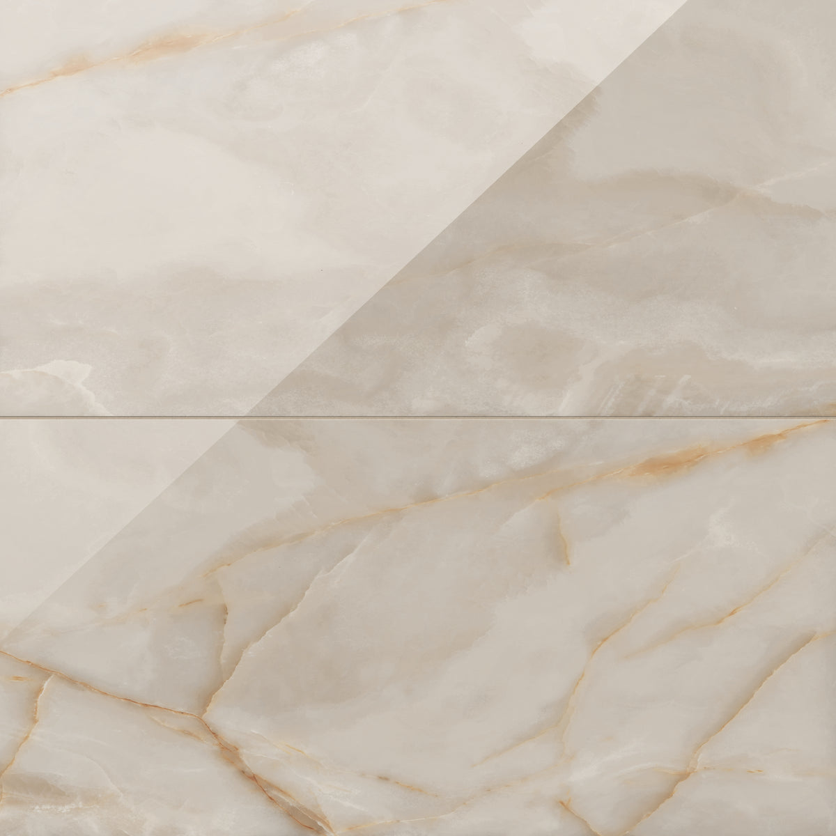 Astrid 24x48 polished porcelain tile in Sand, showcasing its warm beige tones and natural stone-like veining.