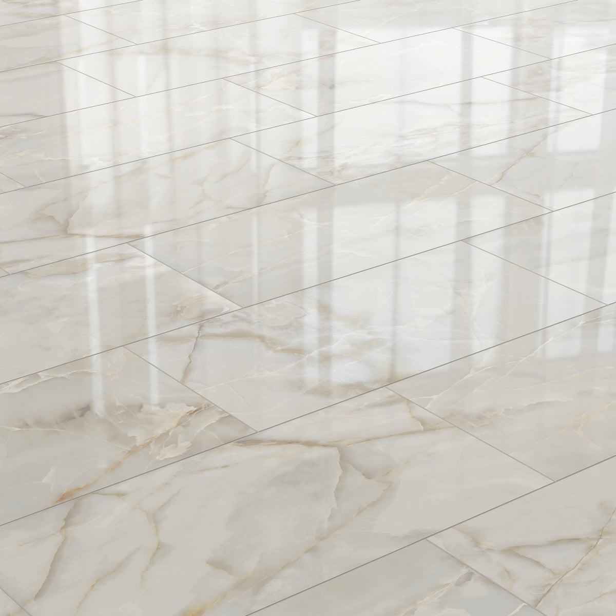 Astrid 24 x 48 Polished Porcelain Tile in Oyster
