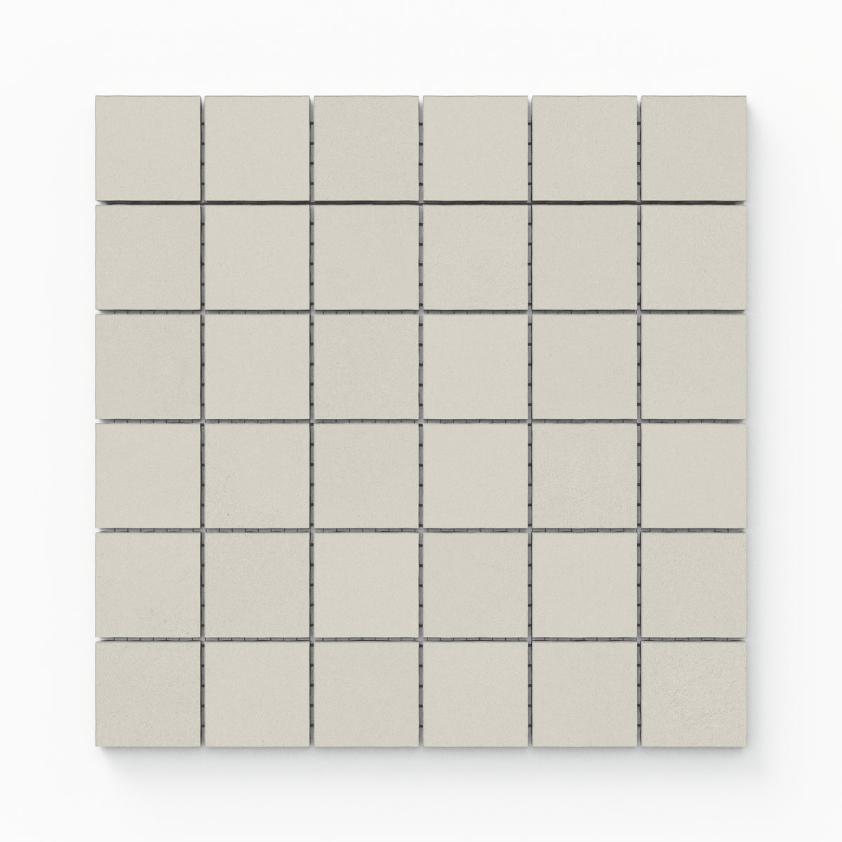 Palmer 2x2 matte porcelain mosaic tile in White, featuring a grid of square tiles with a smooth finish.
