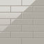 Polly Grey 3x10 glossy ceramic tiles combine a sleek reflective surface with a neutral tone, perfect for modern backsplashes or sophisticated feature walls.