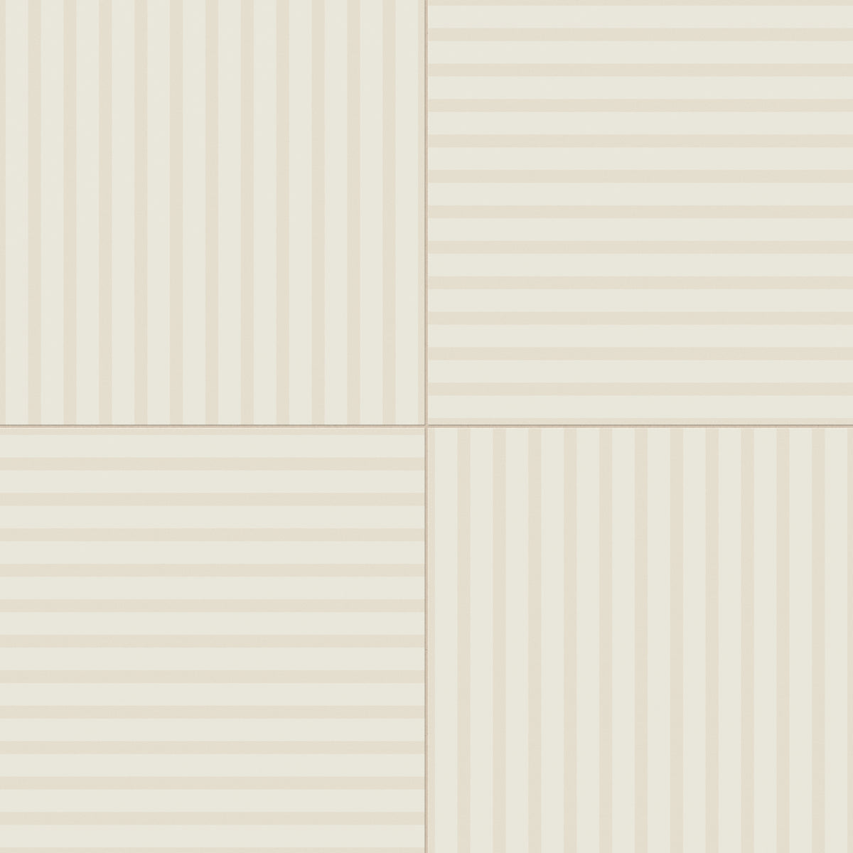 24x24 beige tiles with alternating horizontal and vertical striped patterns in a matte finish, creating a refined and contemporary design aesthetic.