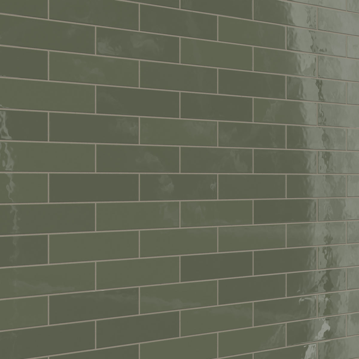 Teagan 3 x 12 Glossy Ceramic Tile in Moss