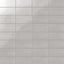 3x6-inch fog gray glossy ceramic subway tile featuring a smooth finish and clean grid alignment