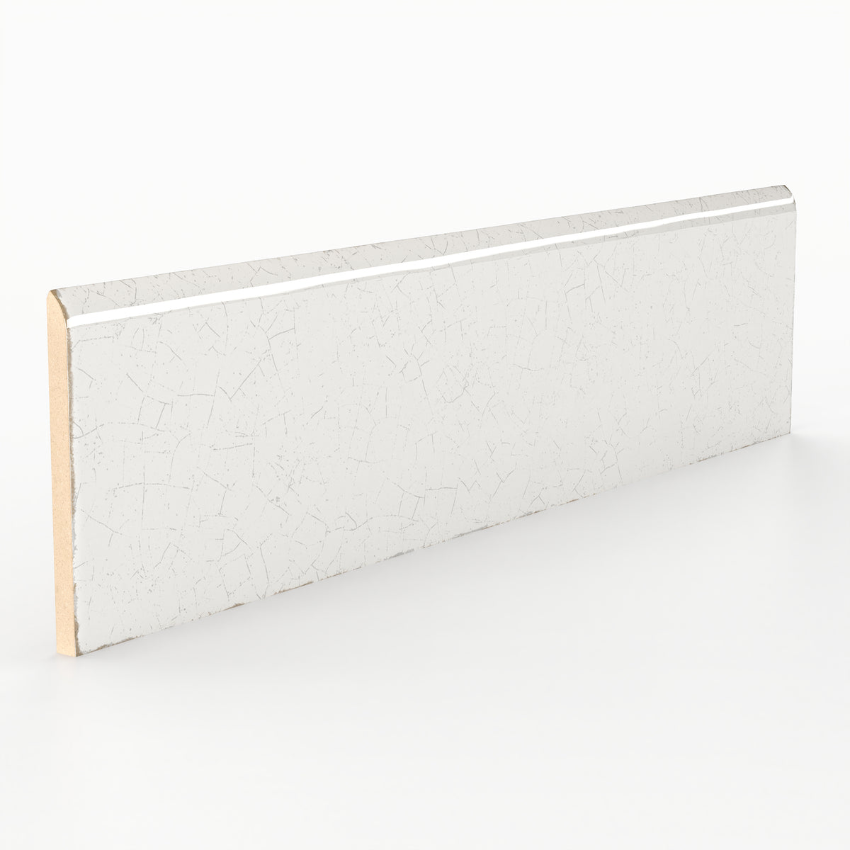 Josie 3 x 12 Bullnose Crackled Ceramic Tile in Pearl