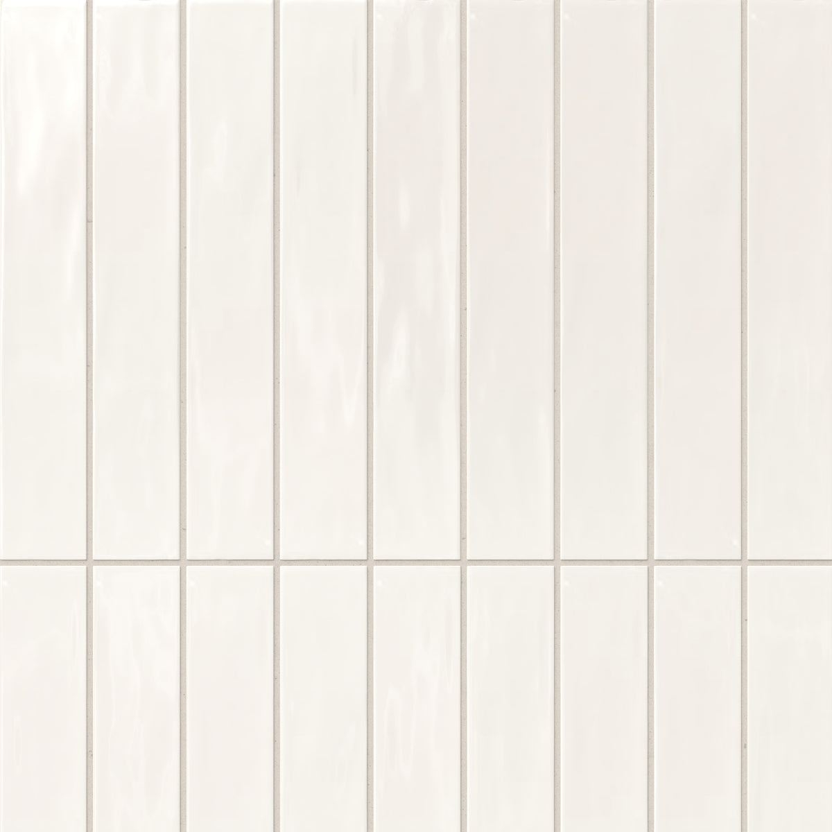 Jaden Eggshell 2.5x16 gloss tiles, featuring a luminous creamy tone and sleek finish, ideal for creating timeless and refined interiors.