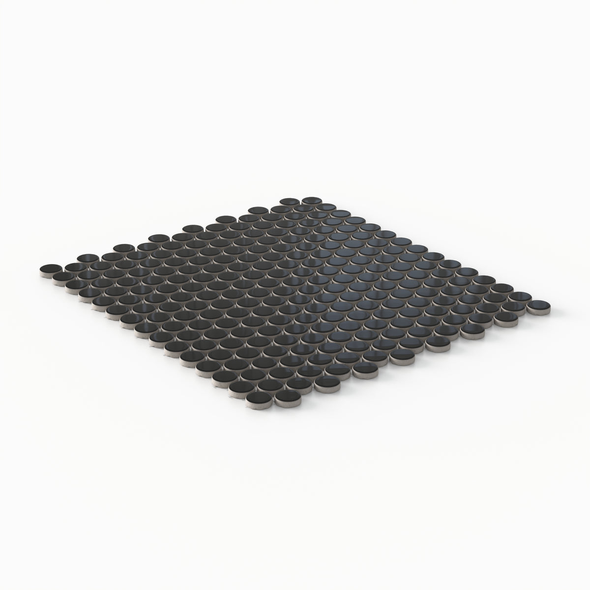 Ollie 12 x 12 Glossy Porcelain Penny Round Mosaic Tile in Black