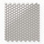 Glossy grey penny round tiles arranged in a radiant mosaic, exuding a clean and versatile style suitable for modern spaces.