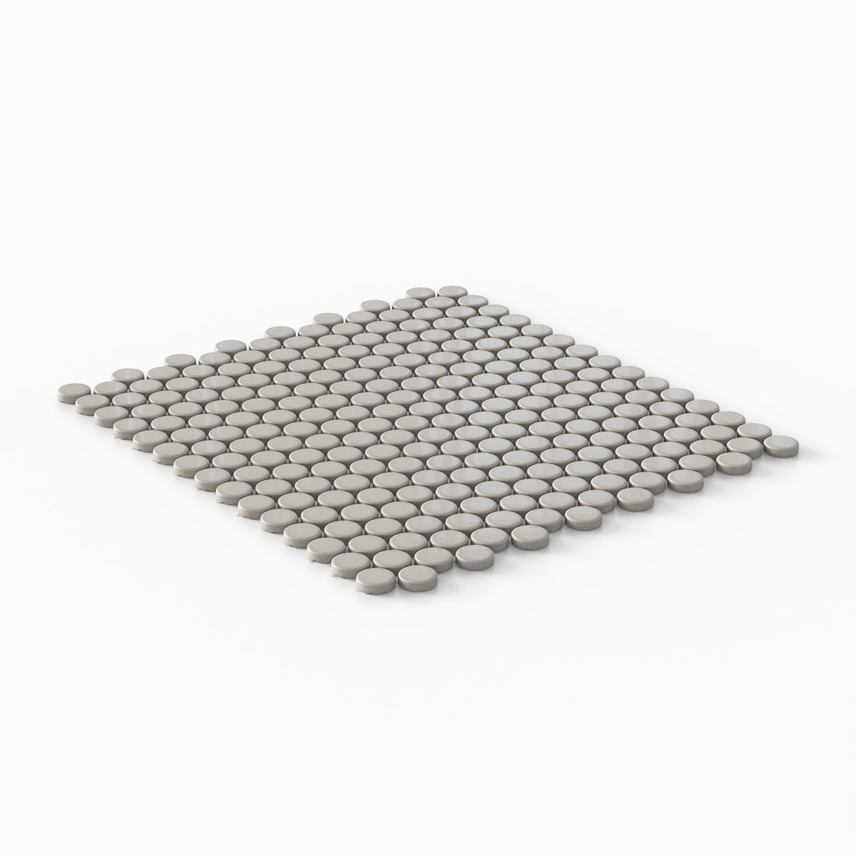 Ollie 12 x 12 Glossy Porcelain Penny Round Mosaic Tile in Grey