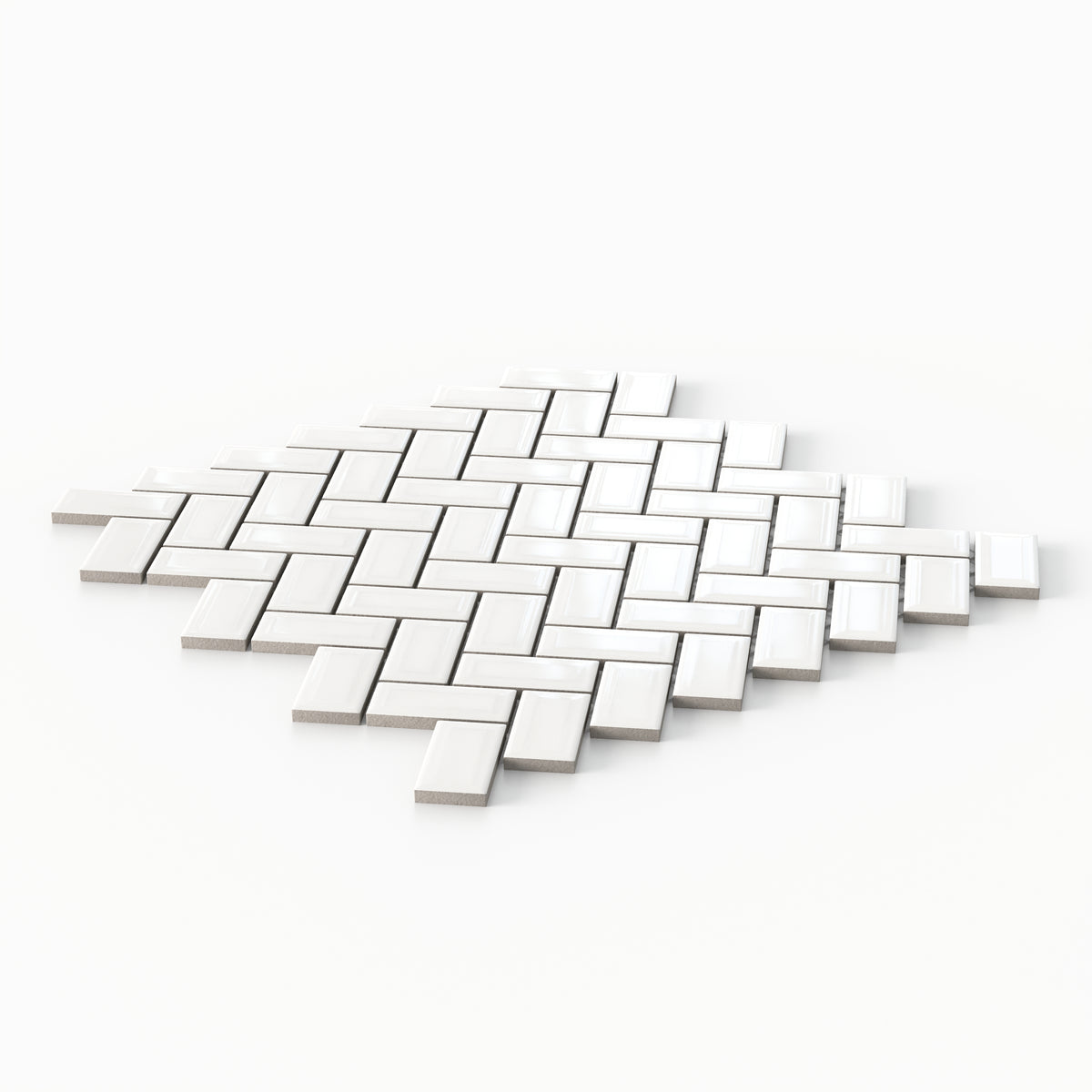 Mabel 12 x 12 Glossy Porcelain Diamond Herring Mosaic Tile in White