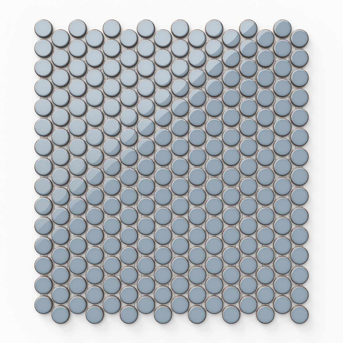 Ariel 12 x 12 Glossy Porcelain Penny Round Mosaic Tile in Dusty Blue