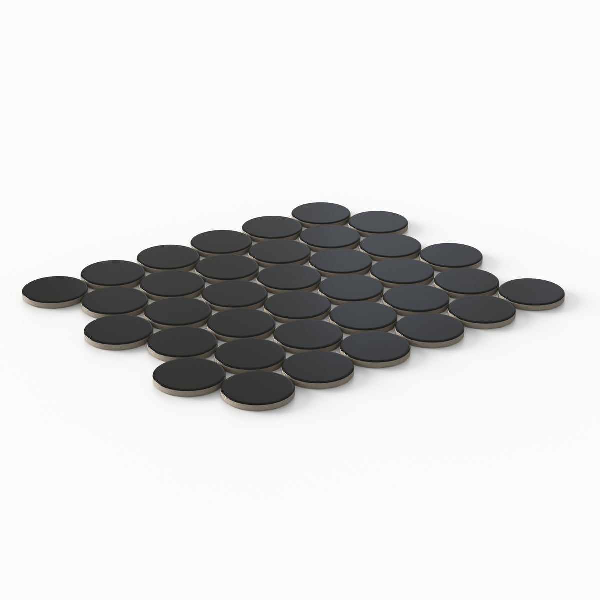Cece 12 x 12 Matte Porcelain 2" Round Mosaic Tile in Black