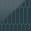 Glossy blue picket tiles, offering a bold geometric design for contemporary and stylish interiors.