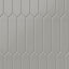 Matte taupe picket tiles in a refined 2x10-inch layout, offering a sleek and modern geometric pattern for subtle elegance.