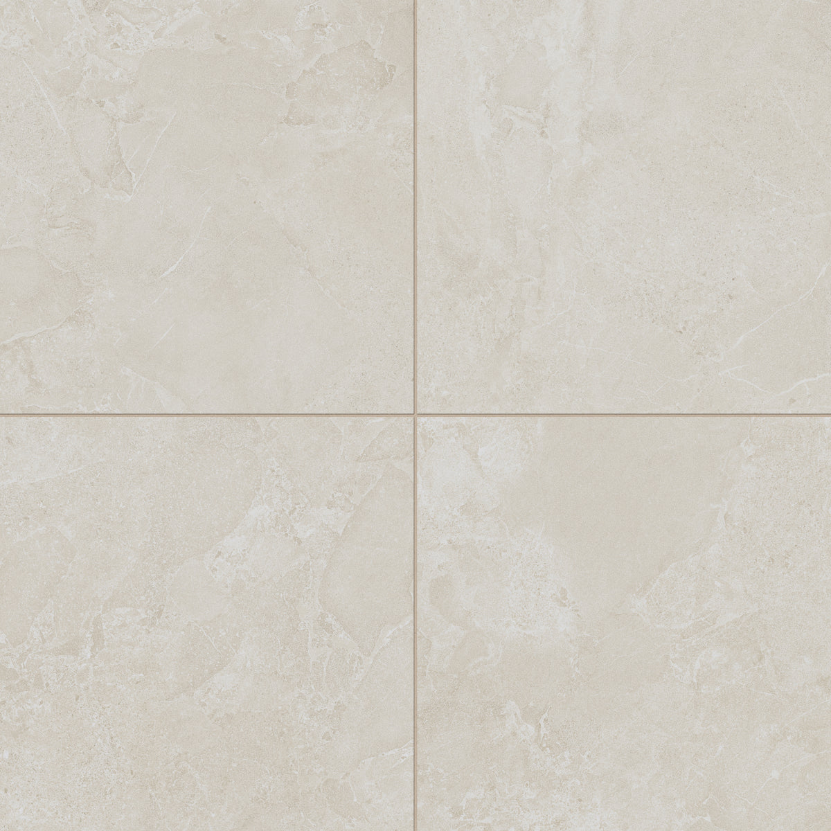 Annalise Sand 24x24 Matte Porcelain Tile featuring a warm beige tone with subtle stone-like veining, perfect for elegant flooring or wall applications.
