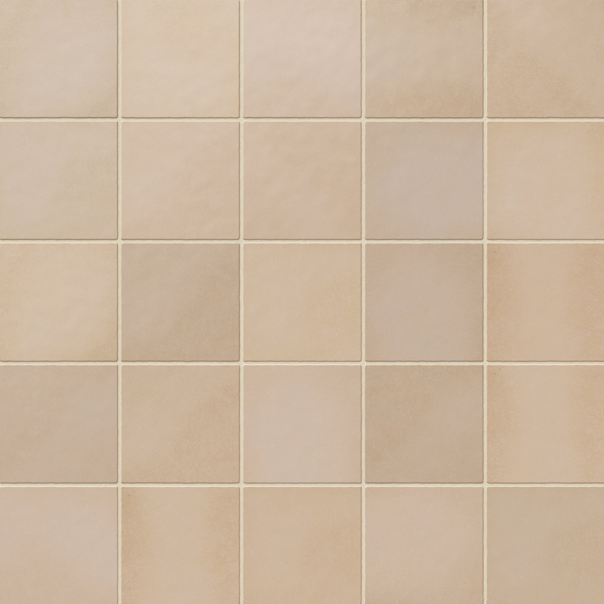 Warm beige 5x5 matte ceramic tiles featuring subtle tonal variations, perfect for creating cozy and inviting spaces