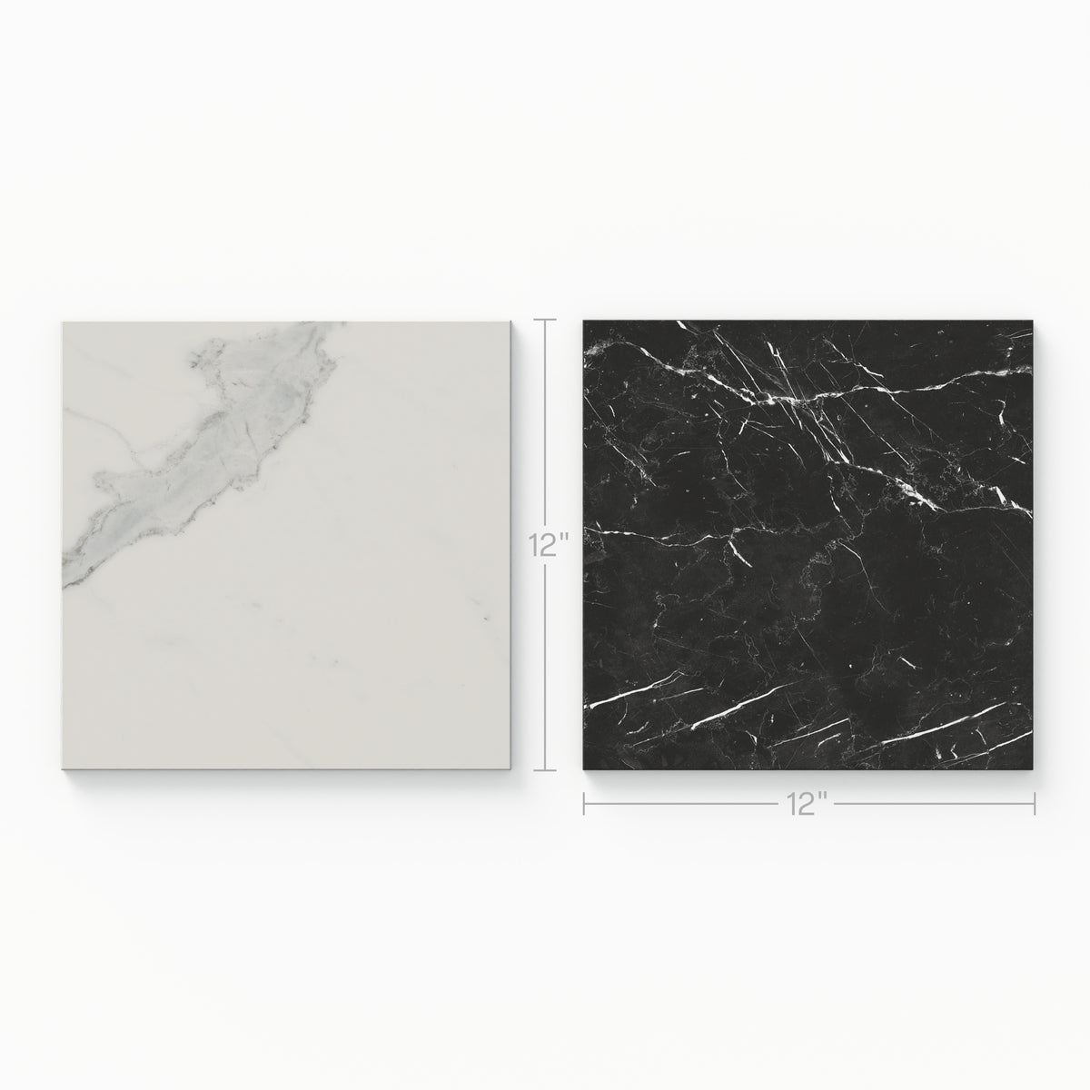 Leona 12 x 12 Checkerboard Polished Porcelain Tile in Calacatta and Nero Marquina