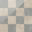Leona Marfil and Amani Grey tile, 12x12 gloss finish, featuring a balanced checkerboard of beige and grey marble-look tiles for timeless elegance.