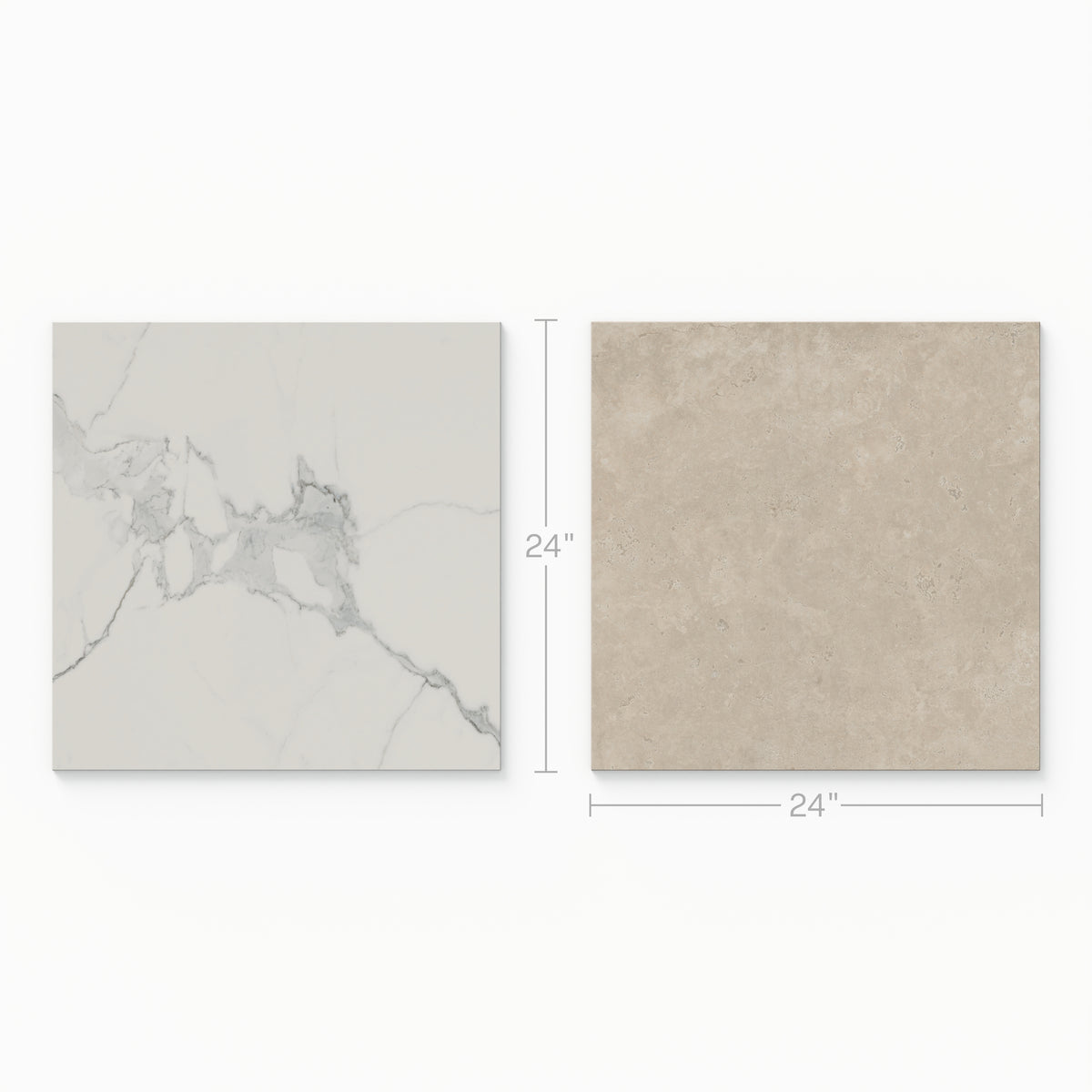 Leona 24 x 24 Checkerboard Matte Porcelain Tile in Calacatta and Marfil
