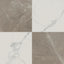 Leona Calacatta white and Amani brown checkerboard 24x24 matte tiles deliver a bold, contemporary aesthetic with their large-scale design.