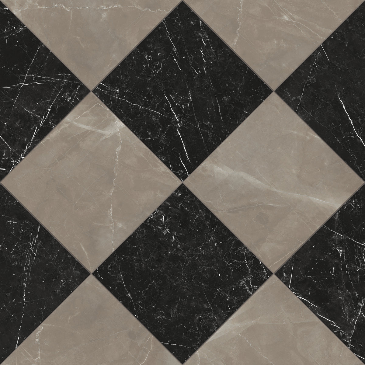 Leona 24 x 24 Checkerboard Matte Porcelain Tile in Amani Bronze and Nero Marquina