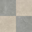 Leona Marfil and Amani Grey tile, 24x24 matte finish, combining subtle beige and sleek grey marble-inspired tones in a refined checkerboard pattern.