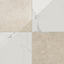 Leona Calacatta and Marfil tile, 24x24 gloss finish, featuring a refined checkerboard design with creamy beige and white marble-like tones for an elegant touch.