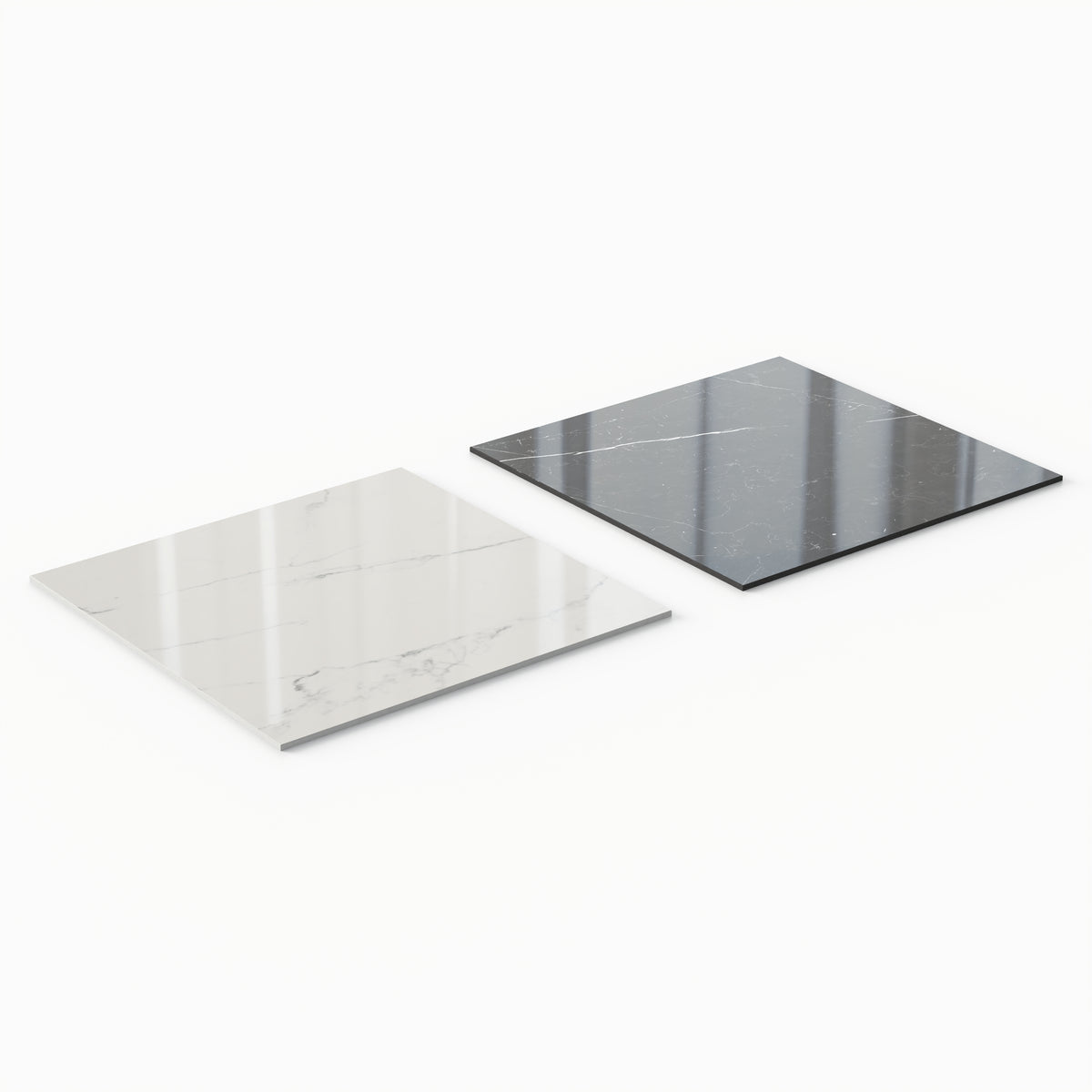 Leona 24 x 24 Checkerboard Polished Porcelain Tile in Calacatta and Nero Marquina