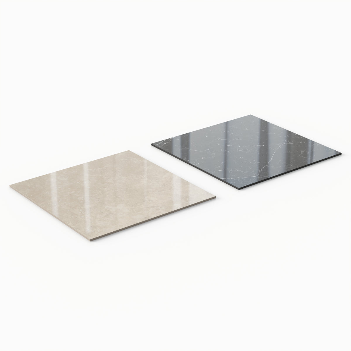 Leona 24 x 24 Checkerboard Polished Porcelain Tile in Marfil and Nero Marquina