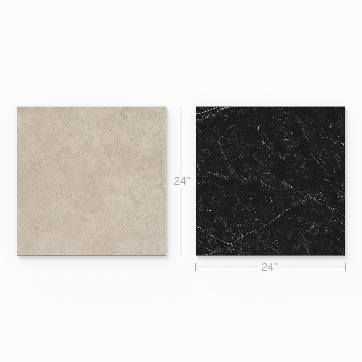 Leona 24 x 24 Checkerboard Polished Porcelain Tile in Marfil and Nero Marquina