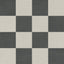 Palmer 12x12 checkerboard raw porcelain tile in white and nero black, designed for a classic monochromatic aesthetic with a textured finish.