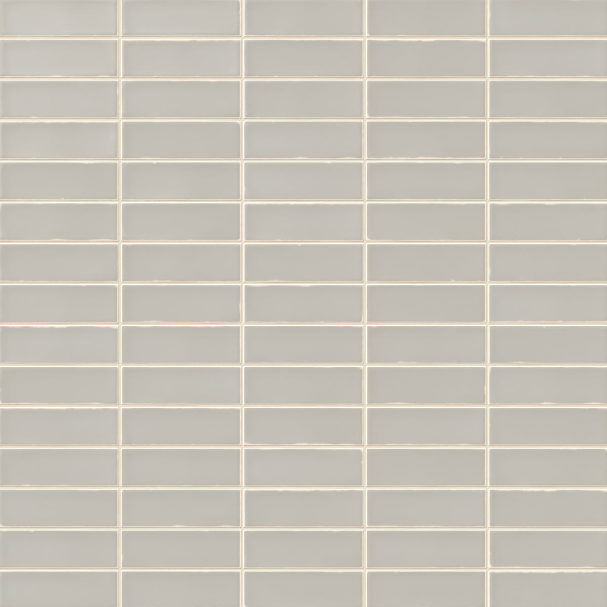 A 1.6x5 ceramic subway tile in light gray, featuring a matte finish, and a clean stacked layout with fine grout lines.